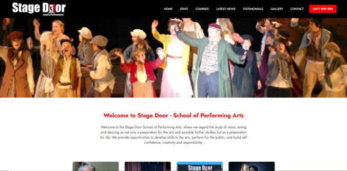 Stage Door School, Website Design